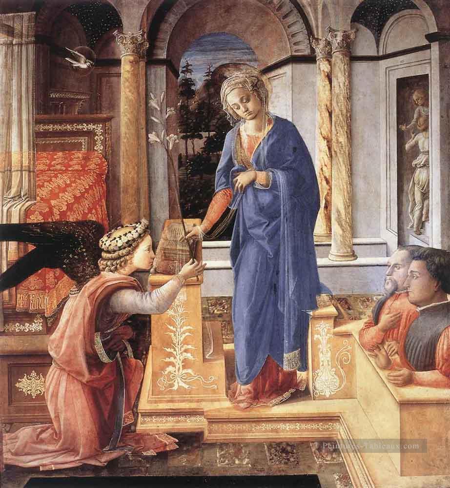 l’Annonciation Wih Deux donateurs à genoux Renaissance Filippo Lippi Peintures à l'huile